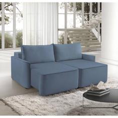 Imagem de Sofá Retrátil 200cm com Kit Entrada USB 2 Lugares Moon 2324 Azul