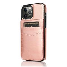 Imagem de Capa de telefone de couro para iPhone 15 14 13 12 Mini 11 Pro Max XS XR X 6 6s 7 8 Plus SE 2020 2022 Suporte para cartão com suporte capa de choque, ouro rosa, para iPhone XS Max