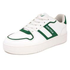 Imagem de Nautica Tênis feminino moderno casual com plataforma de cano baixo, design grosso com cadarço para caminhadas e tênis, Madeira verde branca, 38