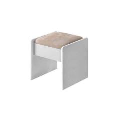 Imagem de Banqueta Veneza c/ Assento Sued Liso Branco Acetinado - Ofertamo