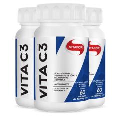 Imagem de Kit com 3 VITA C3 - Vitamina C Vitafor com 60 Cápsulas