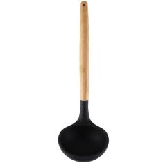 Imagem de Concha De Silicone  Com Cabo De Bambu Utensílio De Cozinha Concha Para Feijão Yoi