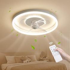 Imagem de Ventilador de teto com iluminação Luz de teto LED com ventilador Controle remoto Silencioso 50W Lâmpada moderna regulável com ventilador para sala de jantar Sala de estar Quarto Lâmpadas de