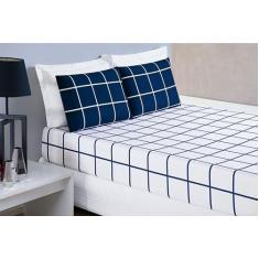 Imagem de Jogo De Cama Lençol 200 Fios Austin King 03 Peças - Marinho  - Bia Enx