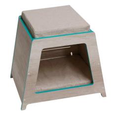 Imagem de Casa de Madeira Triangular com Aquamarine para Cães e Gatos - Tam. Único
