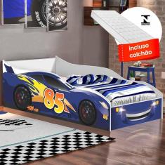 Imagem de Cama Carro Azul Infantil Blue Com Colchão Infantil Gabrielli Móveis