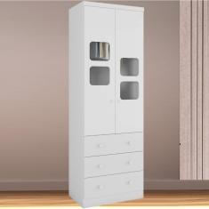 Imagem de Guarda Roupa Infantil Uli 2 Portas 3 Gavetas Branco Brilho Carvalho Móveis Peroba