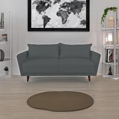 Imagem de Sofá 3 Lugares Veludo Grafite Pietro Base em Madeira Maciça