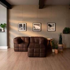 Imagem de sofá guldi popup com 2 módulos canto e puff corino café