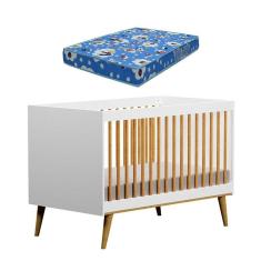 Imagem de Berço Americano Ligia Branco Acetinado Bétula Com Colchão Ortobom - Carolina Móveis