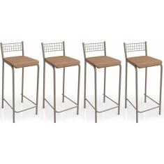 Imagem de Banqueta de Cozinha Gênova B705 Kit 4 Un Niquel - Capuccino - Kappesberg