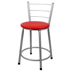 Imagem de Banqueta Baixa Para Cozinha Epoxi Cinza Vermelho