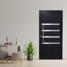 Imagem de Porta Lambril de Alumínio 210 x 80cm com Puxador e Friso Linha 30 Lado Esquerdo Preto