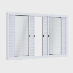 Imagem de Janela de Aço Veneziana de Correr 100x150cm 6 Folhas com Vidro Riobras