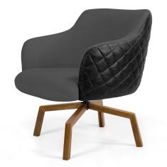 Imagem de Poltrona Decorativa Jade Base Ka Giratória C-416 Corano Tressê Linho  Escuro - Domi