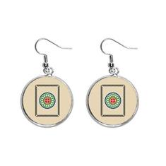 Imagem de Mahjong Brincos femininos com estampa de azulejo, 1 peça, brincos pendentes prateados, joia feminina