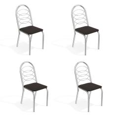 Imagem de Conjunto Com 4 Cadeiras De Cozinha Holanda Cromado E 