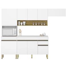 Imagem de Armário De Cozinha 4 Peças Balcão Com Tampo 150cm Lina17 K02 Supremo/freijó - Mpozenato