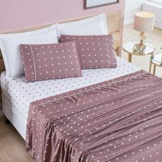 Imagem de Jogo De Lençol King Petit Poa 200 Fios 4 Peças - Rose - Bia Enxovais