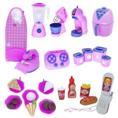 Imagem de Kit Casinha Comidinhas Fogão Cooktop Doceria Celular 33pç