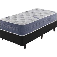 Imagem de Cama Box Solteiro King Preto + Colchão Molas Ensacadas Visco Gel Calif