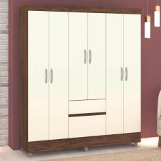 Imagem de Guarda-Roupa Casal San Diego 6 Portas 2 Gavetas Imbuia/Champanhe - Pnr Móveis