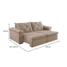 Imagem de Sofá 5 Lugares Retrátil e Reclinável Astor Veludo Bege