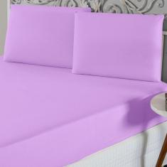 Imagem de Jogo De Lençol King Malha 100% Algodão 3 Peças Cor Lilás