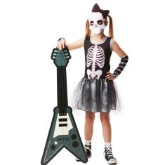 Imagem de Fantasia Halloween Caveira Rockstar Infantil Esquelet Menina