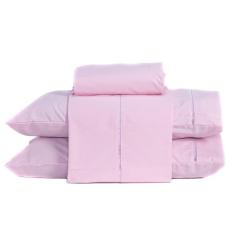 Imagem de Jogo De Cama King 04 Peças 200 Fios Cor Rosa