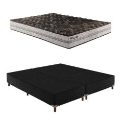 Imagem de Box Queen Íris 42x158x198cm com Colchão Queen Unique D33 Plus Duoface 20x158x198cm Preto Elegancy