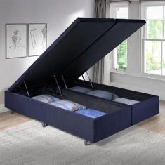 Imagem de Cama Box Baú King 178X198x42cm Suede Bege Com Pistão A Gás - Cama Inho