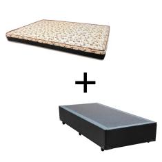 Imagem de Cama Box Solteiro 88 Tecido Sintético Preto Com Colchão Praia Bello Box - D28 Amarelo 57x88x188