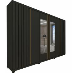 Imagem de Guarda Roupa Casal Gelius Absolut autêntico 6 portas 4 gavetas com pés Grafite/Grafite