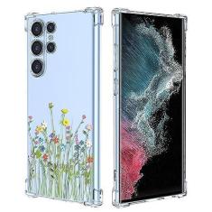 Imagem de GTBDEKI Capa de telefone para Galaxy S21 Ultra, capa para Samsung S21 Ultra SM-G998U, capa transparente com padrões de jardim de flores capa protetora para celular para Samsung Galaxy S21 Ultra 5G