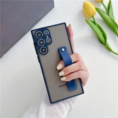 Imagem de Suporte de pulseira para celular, capa translúcida para samsung s24 s23 ultra s22 s20 s21 plus fe note 20 a72 a52 a33 a13 a32 a21s, azul marinho, para a52
