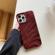 Imagem de Capa de telefone luxuosa com padrão ondulado de seda 3D para iPhone 14 13 12 11 Pro Max X XR XS Max 7 8 14 Plus Capa brilhante de cor sólida, vinho tinto, para iPhone 13
