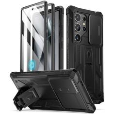 Imagem de Poetic Capa Spartan para Galaxy S24 Ultra de 6,8 polegadas, [capa de câmera deslizante] [protetor de tela funciona com identificação de impressão digital] Capa robusta à prova de choque com suporte,