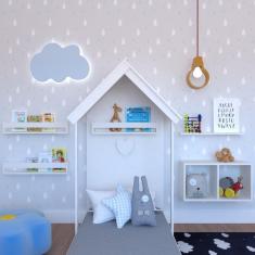 Imagem de Quarto Infantil Cama Nicho Prateleira e Revisteiros Branco