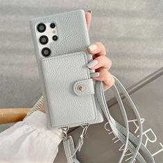 Imagem de Capa tipo carteira tiracolo de couro para Samsung S23 Ultra S22 Plus S21 S20 S10 S9 S8 Note 20 10 Pro 9 Capa de cartão, azul, para S21 Ultra