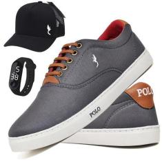 Imagem de Tênis Masculino Casual Conforto + Boné + Relógio Kit 3 - Polo Blu, 41,