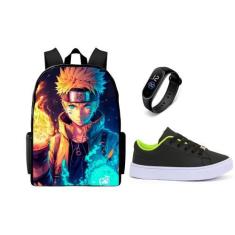 Imagem de Conjunto Mochila Escolar lançamento juvenil Mais Tênis casual E Relógi