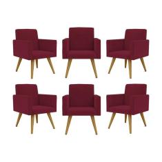 Imagem de Kit 06 Cadeiras Poltronas Decorativa - Escritório - Recepção Cor:marsala