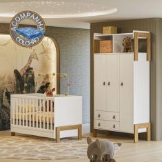Imagem de Quarto de Bebê Fantasia com Roupeiro 4375 e Berço 4300 Qmovi Branco Ac