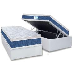 Imagem de Cama Box Baú Solteiro: Colchão Molas Probel Prolastic ProDormir Blue + Base CRC Courano White(88x188)