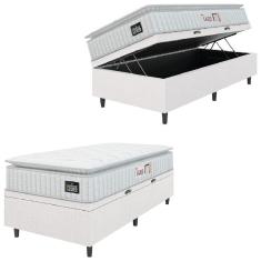 Imagem de Cama Box Baú Solteiro Colchão Espuma D45 Lazio Pillow Top 88x188x65cm Branco Hellen