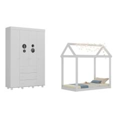 Imagem de Cama Infantil Montessoriana para Colchão 150x70cm com Guarda-Roupas Pimpolho Multimóveis MX4279