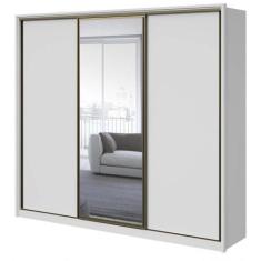 Imagem de Guarda-Roupa Casal C/ Espelho 3 Portas 6 Gavetas Spazio Glass Branco L