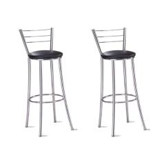 Imagem de Kit 2 Banquetas Para Bancada Cromada Tam Médio Preto