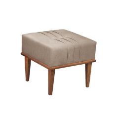 Imagem de Puff Banqueta Maya Luxo Madeira Maciça Castellar Móbile Linho Cappuccino